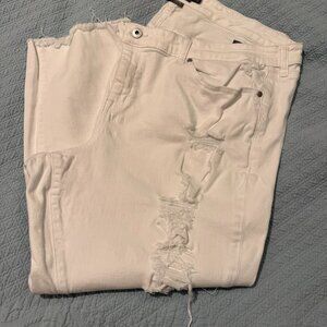 Torrid Crop Boyfriend, "Ripped", Vintage Stretch Jeans, Size 26, White